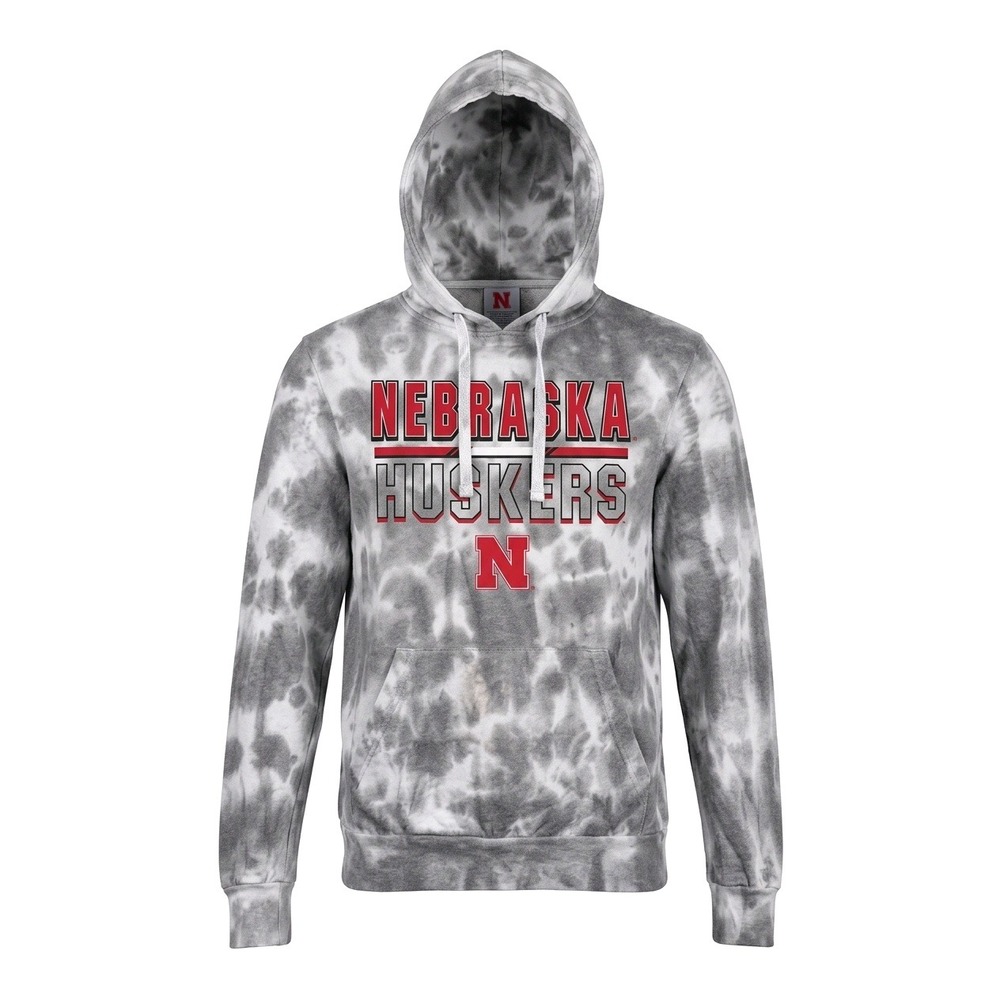 Colosseum Nebraska Huskers Tie Dye Hoodie Mens Medium Grey White NCAA Sweatshirt